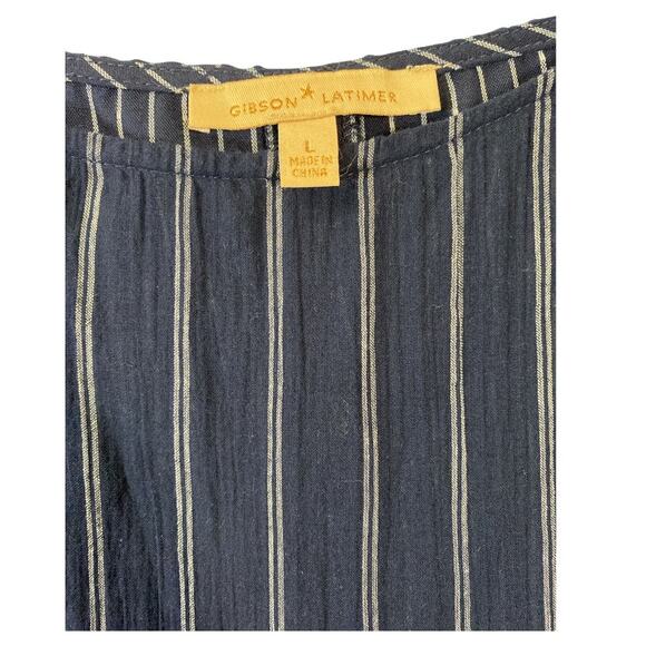 Gibson Latimer Striped Top Career Lightweight Flare Sleeves NWT Size L - Picture 6 of 7